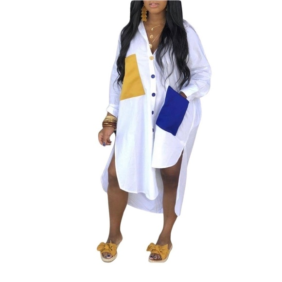 Plus Size Color Block Pocket Dress - Picture 3 of 4